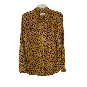 EQUIPMENT Femme Womens Silk Blouse Sz L Animal Printed Shirt Chic Coastal